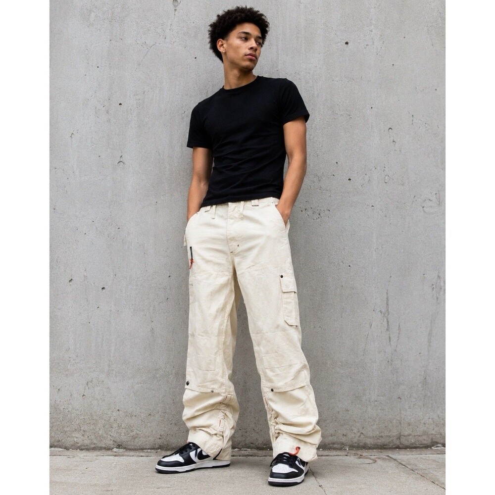 Y2K Triple Five Soul NYC Cargo Pants Mens 30 Linen Baggy Convertible Military